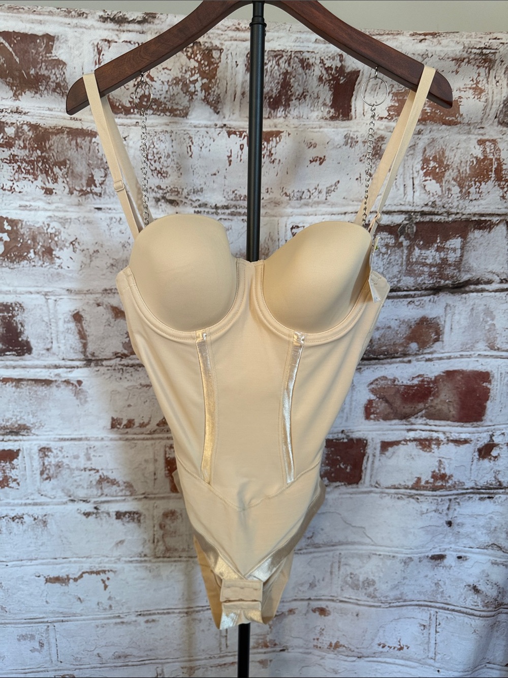 Maidenform Beige Nude Shaping Bodysuit with Built-In Cups